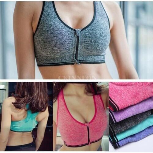 200Pcs/Lot New Women Ladies Zipper Sport Bra Running Gym Yoga Padded Fitness Tank Tops