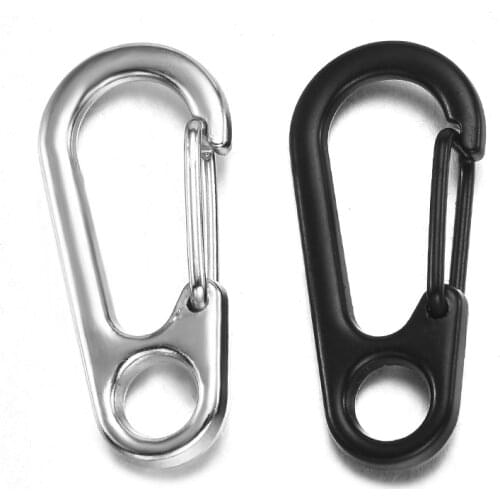 2020 10Pcs/Lot 32cm Gun Black Metal Mini Carabiner Snap Spring Clips Hook Keyring End Connectors For Jewelry Making DIY Buckle