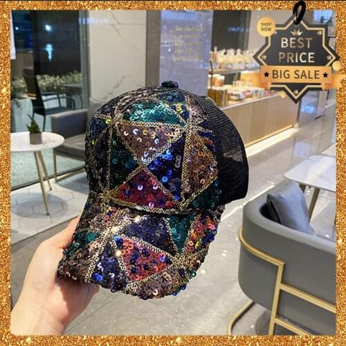 2021 Fashion Woman Spring Sun Hat Adjustable Summer Baseball Cap For Girls Ins Beanie Bucket Caps Sequins Casquette Hip Hop Hats