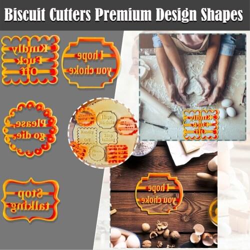 4PCS/Set Cookie Molds With Good Wishes Cookie Form with Fun and Irreverent Phrases Cookie Moulds For Baking Biscuit Cutters L*5