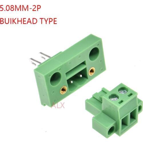5SETS KF2EDGWB 2pin 5.08MM pitch straight pluggable screw terminal block 5.08 2 pin bulkhead TYPE connector PLUG + SOCKET 300v
