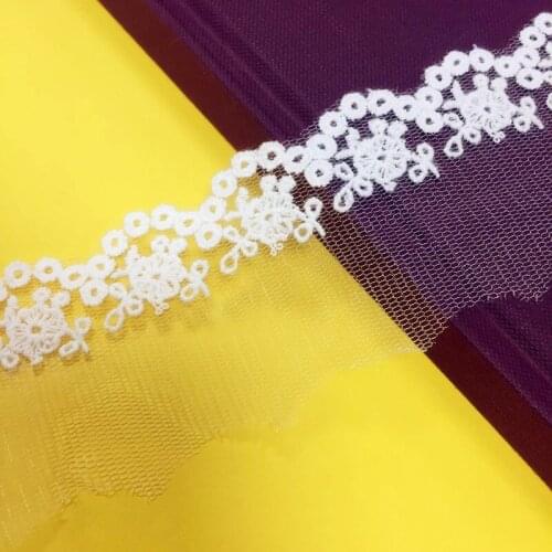 5cm 1.96" wide 14 yard ivory tulle mesh gauze fabric embroidered tapes lace trim ribbon T1175QL4K193