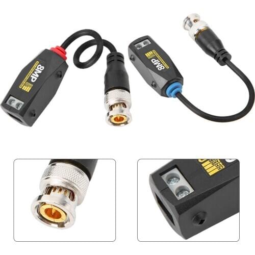 8MP/4K Passive BNC Video Balun Transceiver Transmitter UTP RJ45 Cable AHD/TVI/CVI/CVBS Cable Connectors for CCTV Security Camera