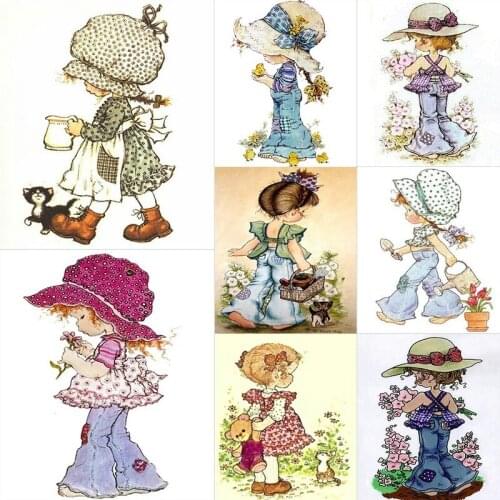 DIY Diamond Painting Spring Outing Little Girl Series Full Round Drill Diamond Embroidery Cross Stitch Home Decoration Gift