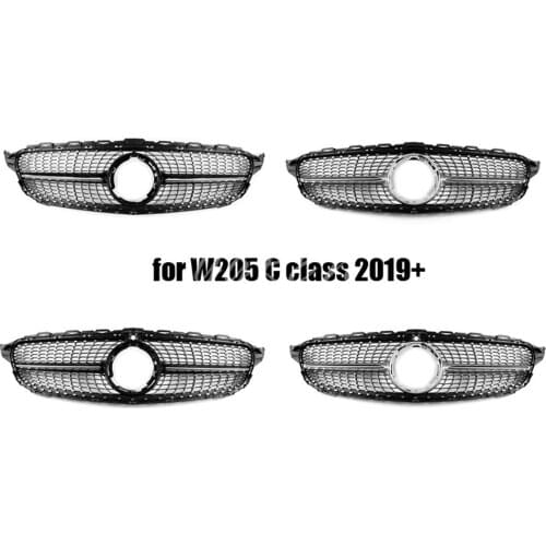 Car Diamond Front Grille Grill Black For Mercedes Benz W205 C180 C200 C250 2019