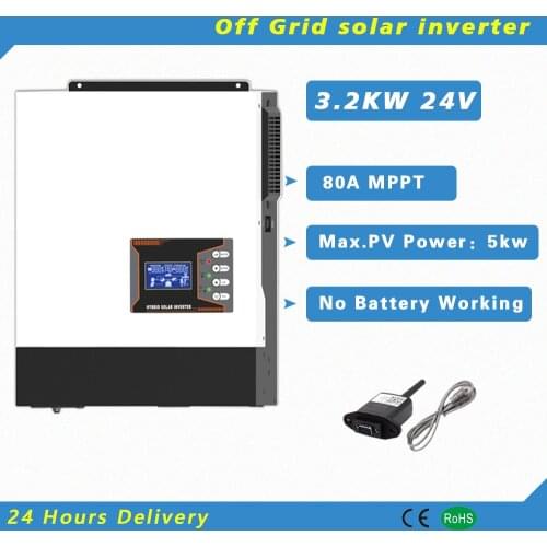 5KW 48V Off Grid Hybrid Solar Inverter MPPT 80A Controller Pure Sine Wave With WIFI Work without Battery PV 120-500vdc
