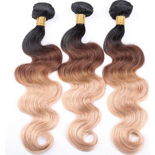 Brazilian Body Wave Hair Weave 3/4 Bundles With Blonde 1B/4/27 Remy Ombre Human Hair Bundles For Women
