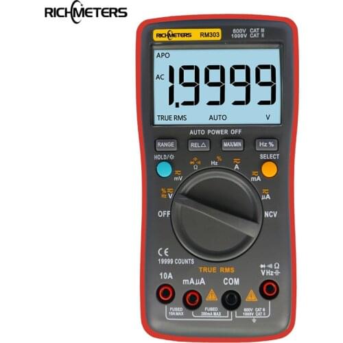 RM303 True-RMS 19999 Counts Digital Multimeter NCV Frequency 200M Resistance Auto Power off AC DC Voltage Ammeter Current Ohm