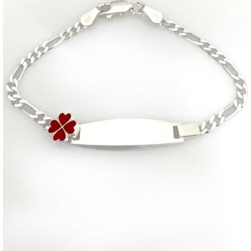 Child Bracelet Red Clover 925 Silver Imprint Wristband