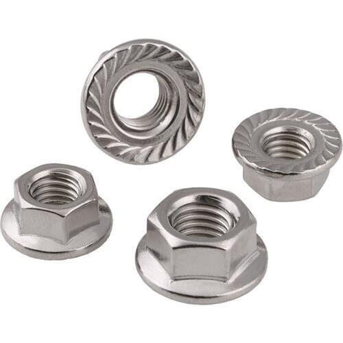 DIN6923 A2 Hex Flange nut M3 M4 M5 M6 M8 M10 304 stainless steel Hexagon Flange Nuts Pinking slip Locking Lock nut