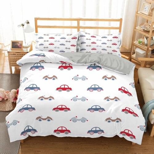 Home Textiles Housse De Couette 135 BedCover for Children Car Pattern Duvet Covers Train Print Bedspread Boys Girls Bedding Sets
