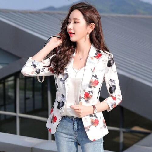 Printed Waist Suit Female Spring Fashion Casual Temperament Middle-Aged Mother Blazer