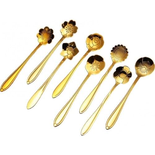 Creative Stainless Steel Flower Shape Dessert Coffee Stirring Spoon Tableware Childrens dessert ice cream cute small spoon