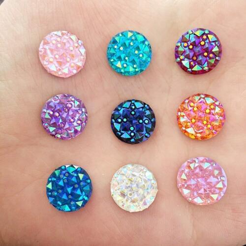 80PCS AB Resin shiny 12mm Round Flatback Rhinestone children scrapbook DIY Ornaments Wedding applique SC36*2