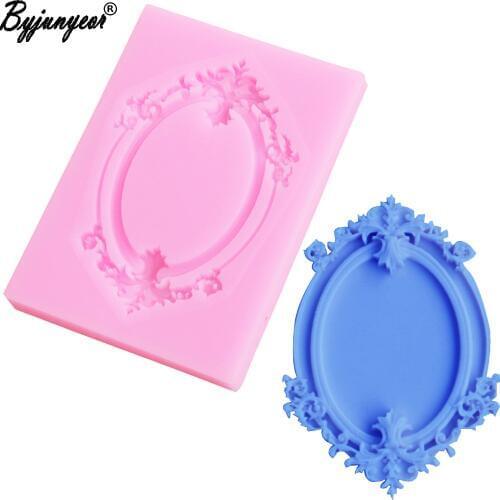 M2072 Retro Mirror Frame UV Resin Silicone Mold Fondant Chocolate Candy Lollipop Crystal Epoxy Soft Clay Bake Tool