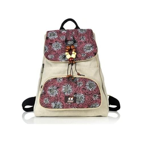 Fashion national embroidery women shopping backpack!Hot floral prints lady Casual zipper&hasp backrack All-match canvas backruck