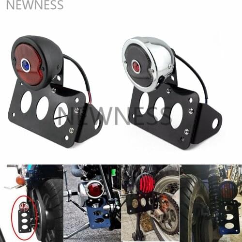 Motorcycle 12V Stop Lamp License Plate Bracket Side Mount Tail Light Holder For Harley Cafe Racer Bobber Chopper Taillight