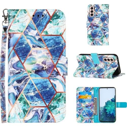 Marble Flip Wallet Leather Case For Samsung Galaxy S21 Case Book Cover For Samsung Galaxy S21 Plus Ultra Magnetic Strap Bag Capa