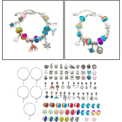 1 Set Bracelet Making Kit Charm Jewelry Set for DIY Craft, Gift for Girls Birthday Xmas Gift