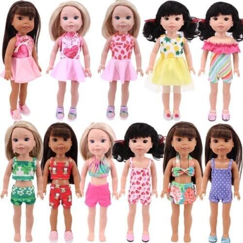 Doll Clothes Dress,Shoulder Strap, Swimsuit Fit 14.5 Inch Wellie Wisher Nancy Doll Our Generation Christmas Birthday Girls Gift