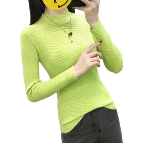 Autumn Basic Turtleneck Knitting Bottoming Warm Sweaters 2021 Womens Pullovers Solid Minimalist Cheap TopsSlim All-match