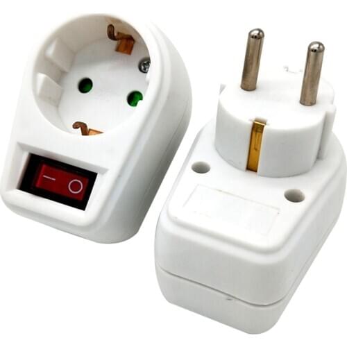 European Type Conversion Plug 1 to 1 Way Power Adapter Plug adaptor With Switch 16A AC 250V EU Travel Plug Socket EU Plug