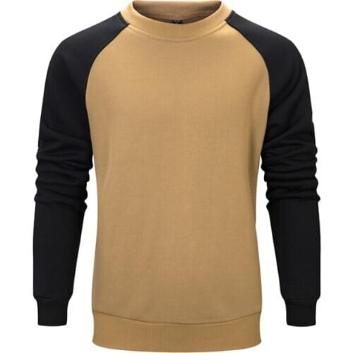 Autumn Winter Shoulder Stitching Color Men Pullover Sweatshirts Fleece Long Sleeve O-neck Hoodies Hip Hop Loose Streetwear Coat