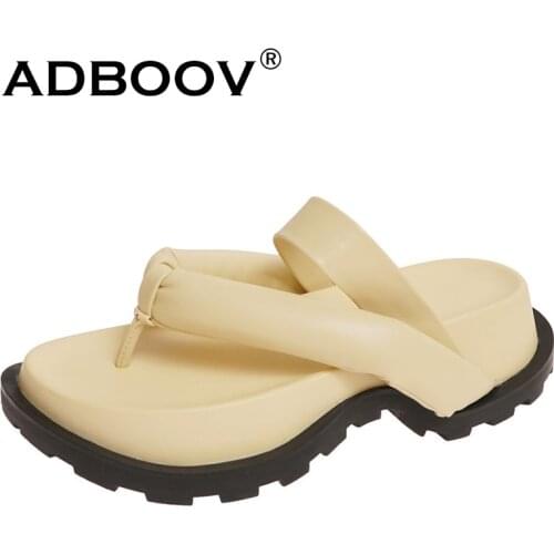 ADBOOV Chunky Flip Flops Women Fashion Platform Slippers Ladies Summer Shoes