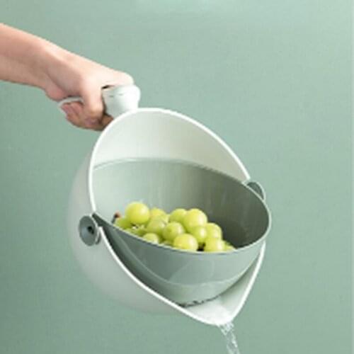 Nordic Two in One Handheld Storage Basket Drain Bowl Vegetable Fruit Basket Home Organizer Kitchen Accessories For Snack Cookies