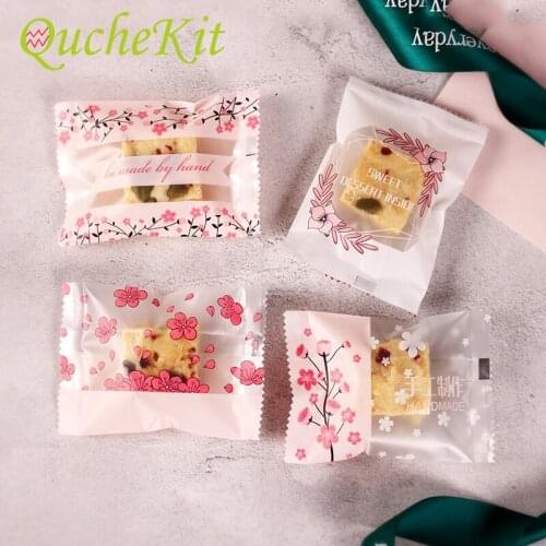 100Pcs Wedding Candy Cookie Bags Hot Seal Bag Mung Bean Cake Biscuit Dessert Baking Packaging Bag DIY Food Wrapper Party Favors