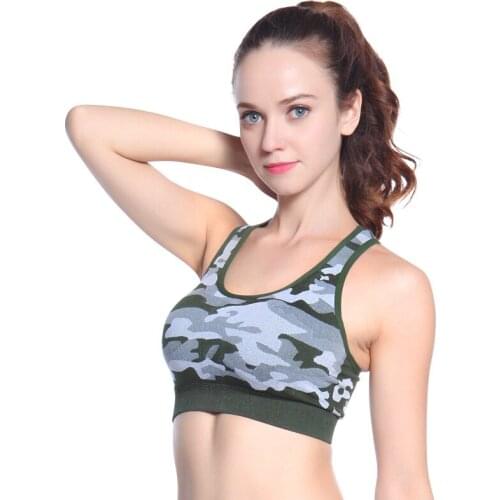 SVOKOR Outdoor Women Sports Bra Camouflage Wireless Seamless Running Push Up Bra Fitness Bra Underwear Workout Vest