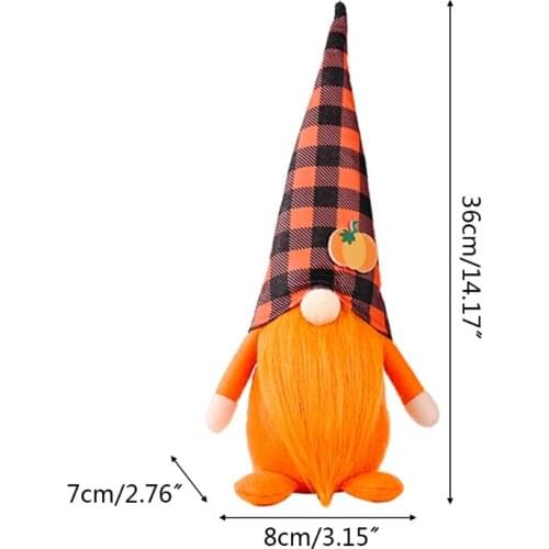 T84E Fall Autumn Gnome Maple Leaf Swedish Nisse Tomte Elf Dwarf Thanksgiving Day Decorations