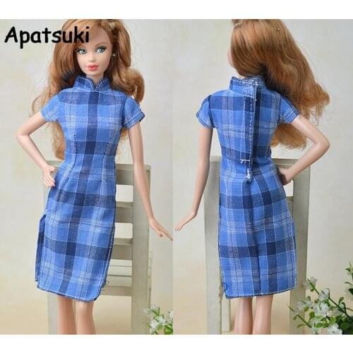 Handmade Dress For Barbie Doll Cheongsam Chinese Traditional Dress Vestido Sleevless High Neck Qipao Party Evening Dresses