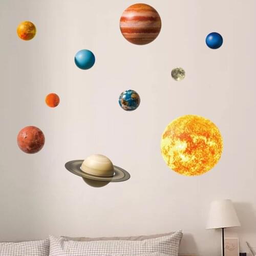Creative Eight Planets Luminous Wall Stickers Glow In The Dark Fluorescent Ceiling Decorative Decals for Home Kids Room Baby