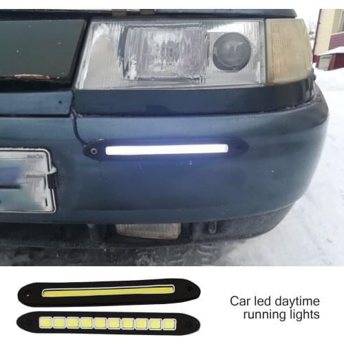 2Pcs 12V Waterproof White Car LED Daytime Running Light Strip High Power COB DRL Fog Lights Driving Lamp Car Accessories