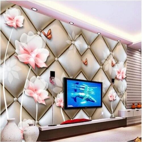 Wellyu Customized large - scale murals dream lotus 3D TV soft package background wall non - woven wallpaper papel de parede