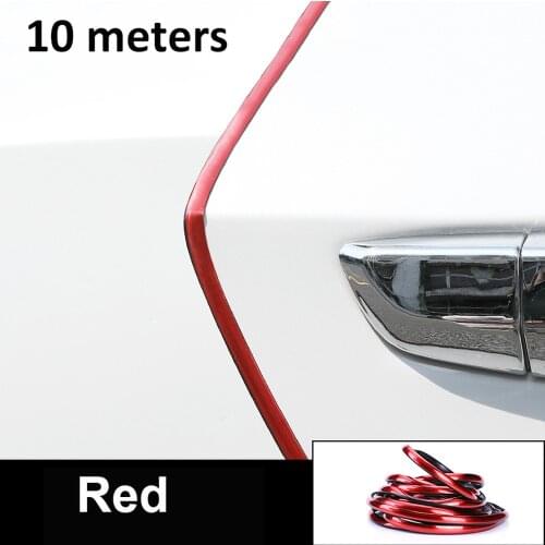 5/10m Car Door Edge Protector Anti-Collision Strip Carbon Fiber/Red/Silver Anti-Scratch Sticker Chrome Safety Seal Protection