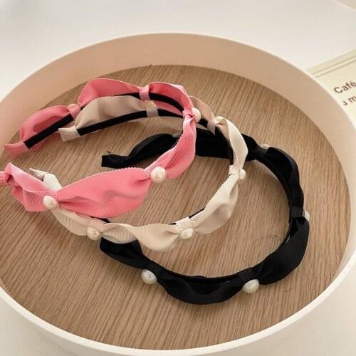 Korea Style Cute Headband Lovely Pearl Headdress Women Girls Kawaii Hair Holder Hoop For Face Wash Makeup Trend Hair Accessories
