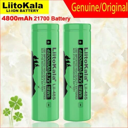 1-4pcs LiitoKala Lii-48S 3.7V 21700 4800mAh li-lon Rechargeable Battery 9.6A power 2C Rate Discharge ternary lithium batteries