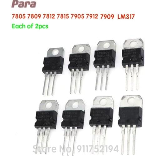 16PCS/LOT LM317T 7805 7809 7812 7815 7905 7912 7915 TO-220 Transistor Assortment Kit Voltage Regulator 8value*2pcs=16pcs