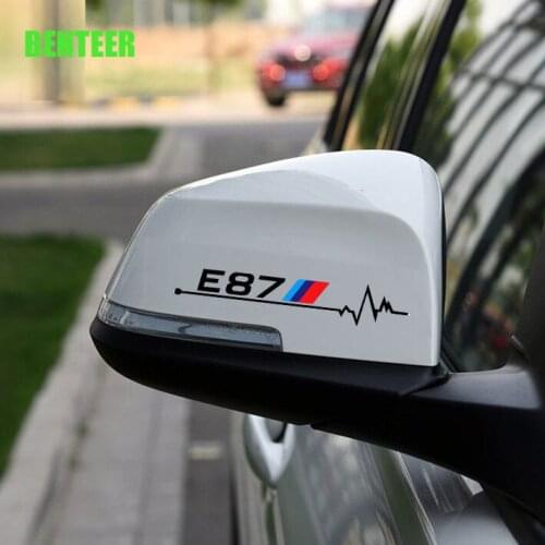 2pcs power motorsport E30 E34 E36 E39 E46 E60 E87 E90 LOGO car rearview mirror sticker for BMW