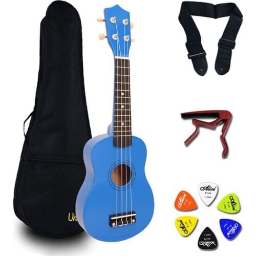 21 Inch Ukulele Hawaii Guitar Mini Guitar Ukelele Sets Bag Capo Strap Picks Kit Music for Kids Gift 14 color UK001A
