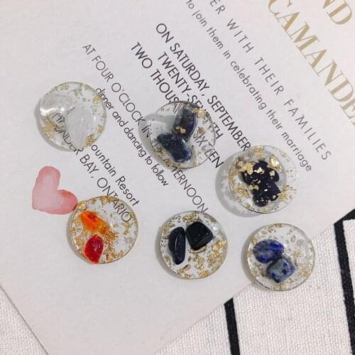 DIY jewelry accessories new wild geometric round resin gold foil small pendant earrings earrings accessories materials 8pcs