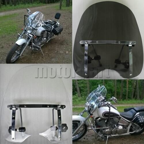 Large Windshield Windscreen 19"x17" For Harley Davidson Heritage Softail Road King Night Train With 7/8" or 1" Handlebar