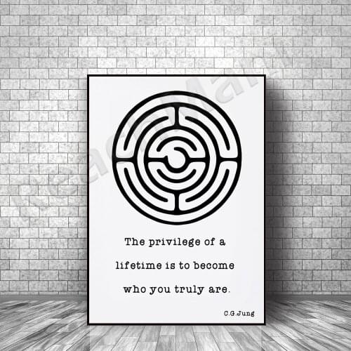 Carl Jung Be Yourself | Self Acceptance Print | Jung Mindfulness Mandala | Inspirational Life Quotes | Consciously Make Decorati