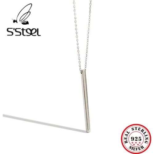 SSTEEL Minimalist 925 Sterling Silver Necklace Geometry Pendant Gifts For Women bijoux femme Gumus Kolye Collane Donna Jewelry