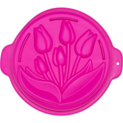 Tulip Flower Round Silicone Cake Mold Silicone Cake Pan Kitchenware DIY Mold Big Size 26*6.5cm