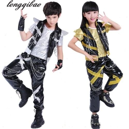 Childrens hip-hop sequins Jazz dance stage shelf Drummer costumes Childrens modern dance performances costumes TB7120