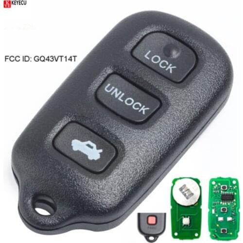 KEYECU 3+1 Buttons Remote Key Fob for Toyota Camry 2002 2003 2004 2005 2006 , Solara 2002-2003 FCC ID: GQ43VT14T