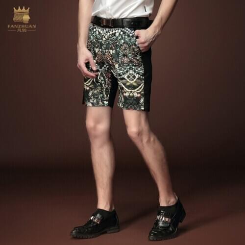 FanZhuan Free Shipping New fashion casual 2015 male Mens personality Summer stitching Palace trousers shorts thin printed 15934